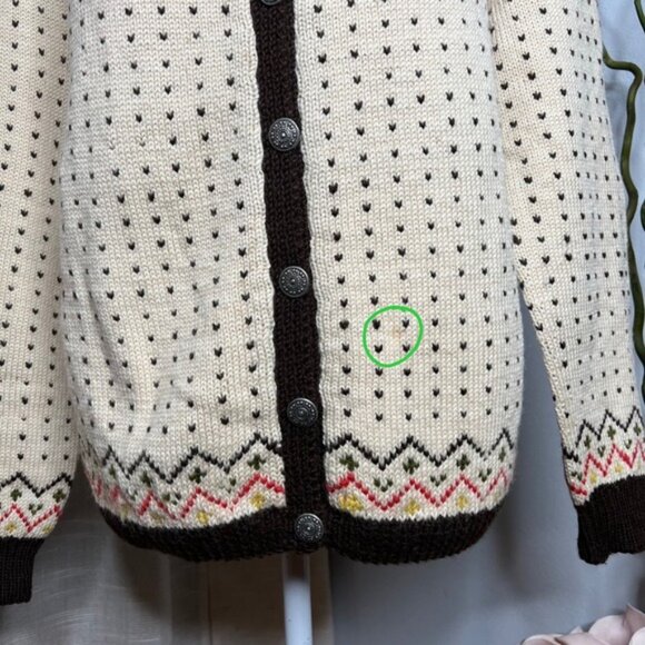 Vintage Norsk Husflid Hand Knit Wool Cardigan Sweater Nordic Button Size Medium - Picture 4 of 10